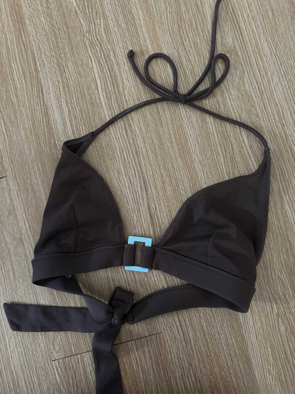 🫐3 for $15🫐 Brown Triangle Bikini Top with Turquoise Accent